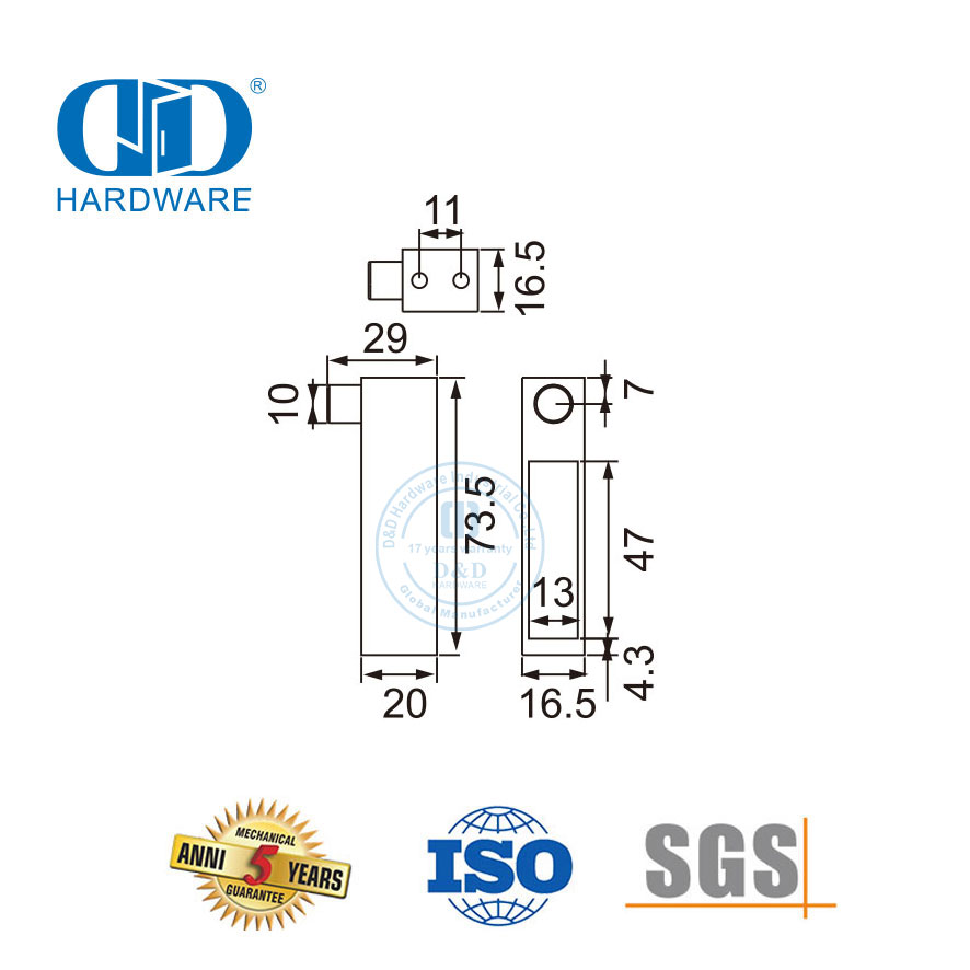 Stainless Steel Furniture Accessories Glass Sliding Door Hardware Arrester-DDSL001-5