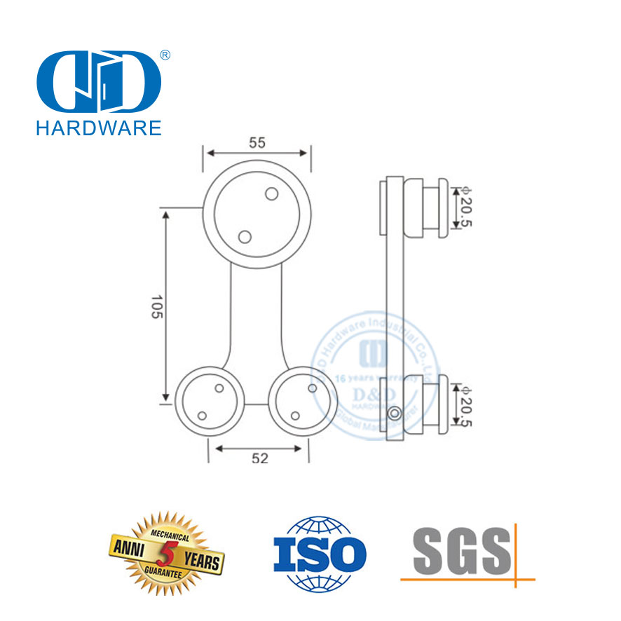 Industrial Stainless Steel Glass Accessories Set Glass Hardware Sliding Door Hardware For Bathroom Door-DDGS106