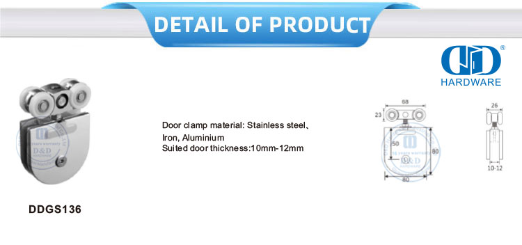 Door Clamp Stainless Steel Iron Sliding Door Hanging Roller Door Hardware Glass Fitting For Shower Bathroom-DDGS136