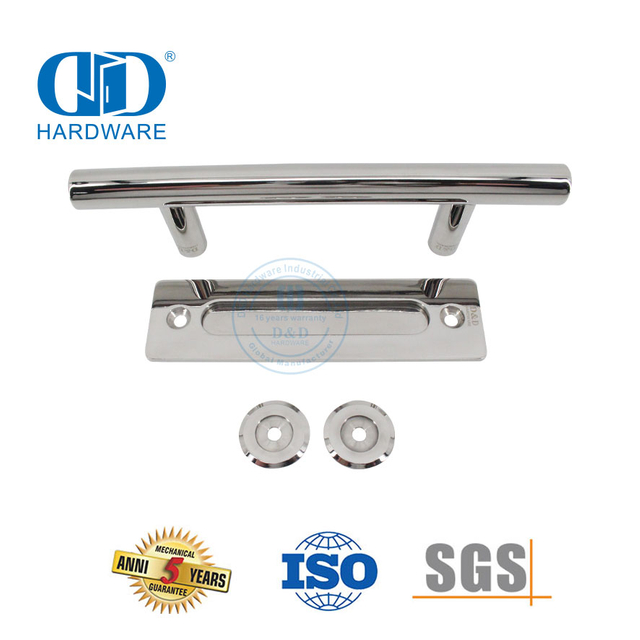 Stainless Steel Balcony Sliding Door Polished Barn Door Handles Set Double Sided Door Handle-DDBD102 PSS