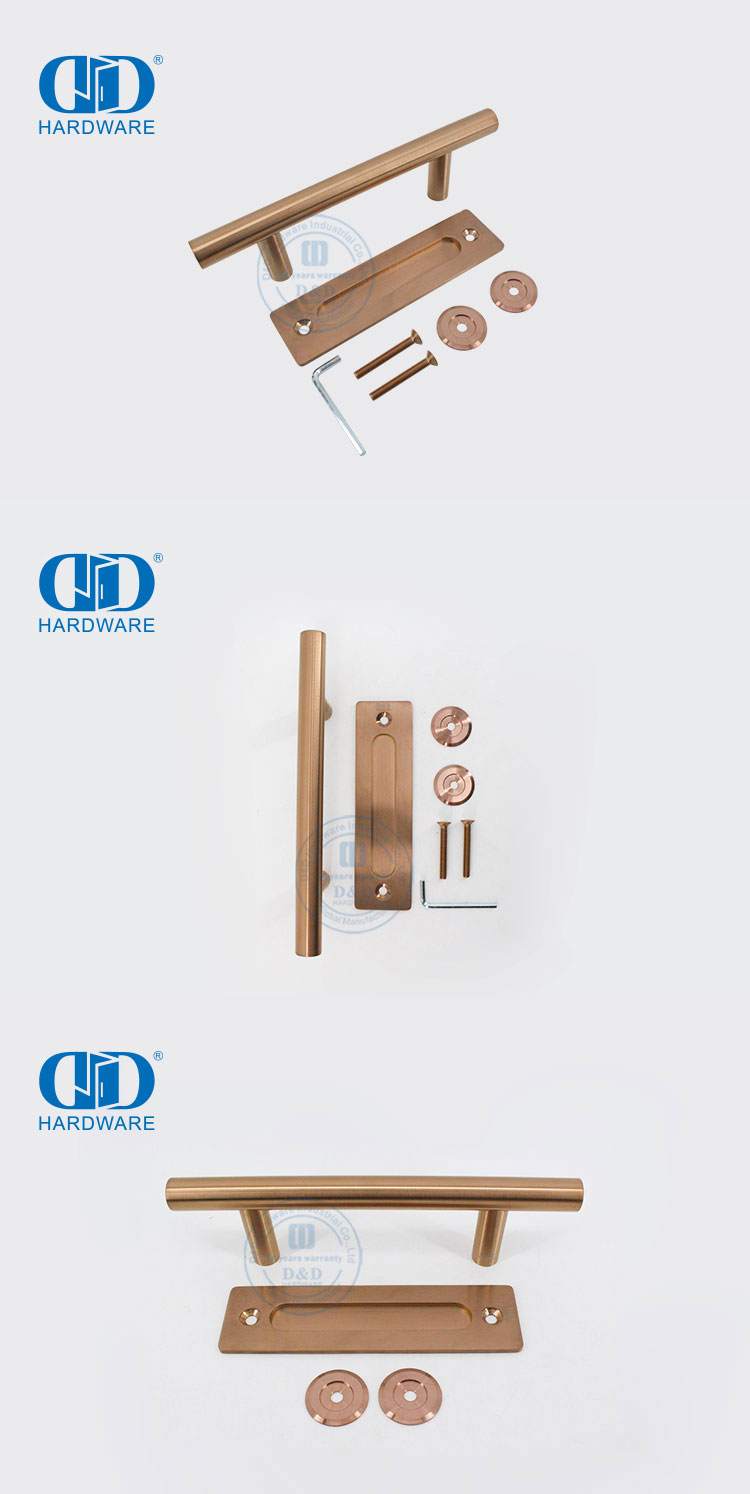 Stainless Steel Rose Gold Double Sided Push Pull Barn Door Handle Furniture Finger Pull Door Handle-DDBD102 SRG