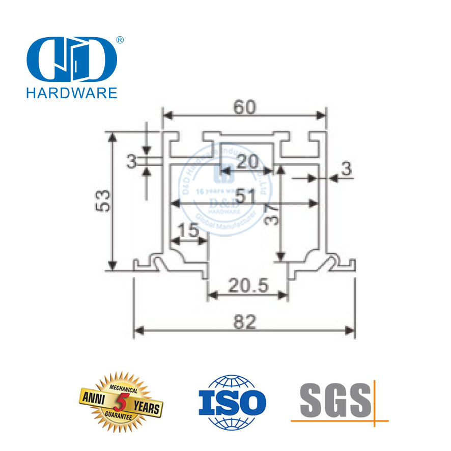 Stainless Steel Sliding Door Hardware Rail Door Hardware Bathroom Accessories For Shower Room-DDGS150