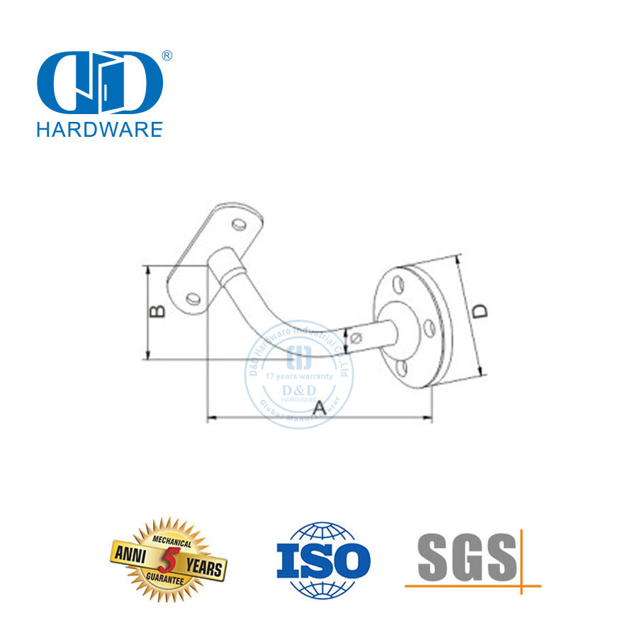 Support Bracket Stainless Steel Stair Rail Accessories Glass Door Hardware Handrail Bracket-DDHB002