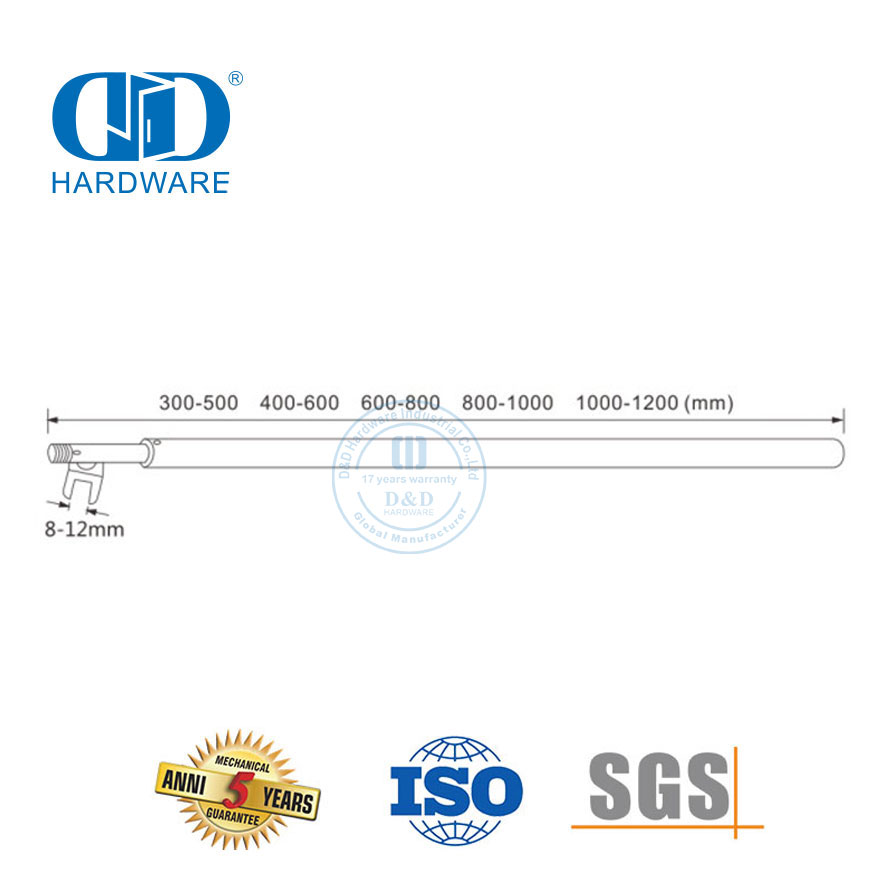 Stainless Steel Glass Fittings Straight Curved Corner Bendable Adjustable Telescopic Bathroom Tension Rod-DDSC023