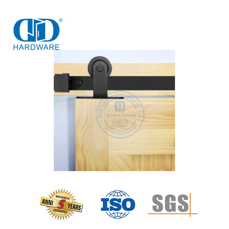 Modern Carbon Double Single Wooden Doors Barn Door Rail Black Steel Hardware Track Barn Wood Door Hardware-DDBD002