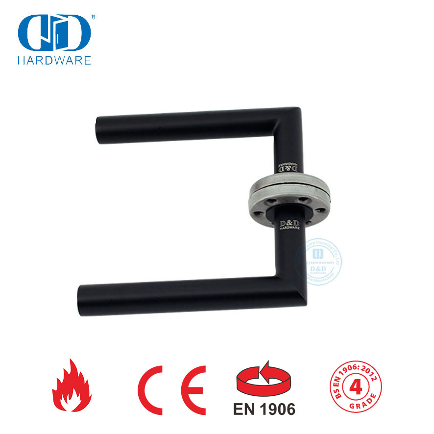 Mortise Door Lock Accessories EN 1906 Matt Black Entrance Door Handle-DDTH003-MB
