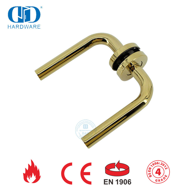 Polished Brass Mirror Golden EN 1906 Tubular Type Door Handle-DDTH002-PB
