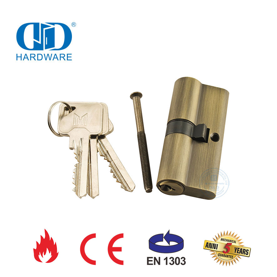 EN 1303 Antique Brass Euro Style Double Cylinder for Mortise Lock-DDLC003-70mm-AB