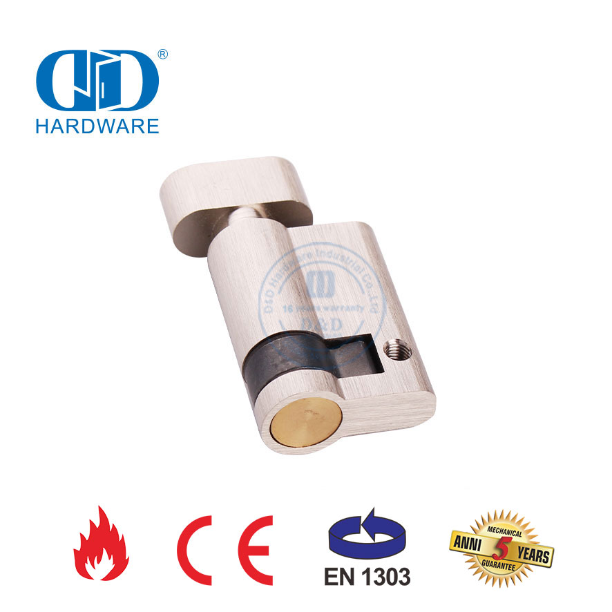 Satin Nickel Half Cylinder with Thumb Turn with EN 1303 Certification-DDLC009-45mm-SN