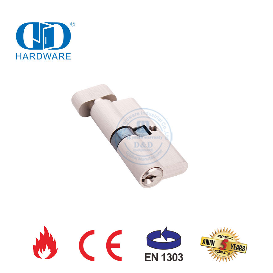 EN 1303 Satin Nickel Solid Brass Thumb Turn Lock Cylinder-DDLC004-70mm-SN