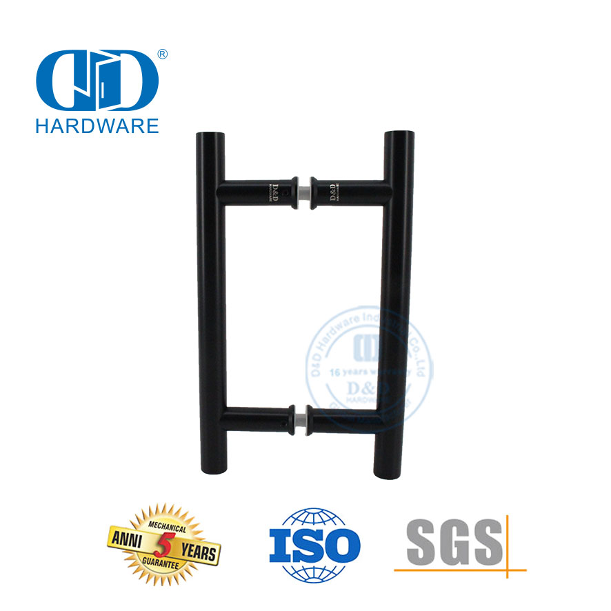 Classical Style Matt Black H Shape Glass Door Accessory Pull Handle-DDPH001-A Φ22-Black