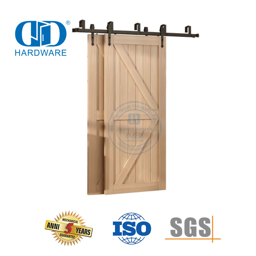 Stainless Steel Rolling Industrial Quiet Black Exterior Double Kit Sliding Barn Door Hardware Door Roller Hardware-DDBD024