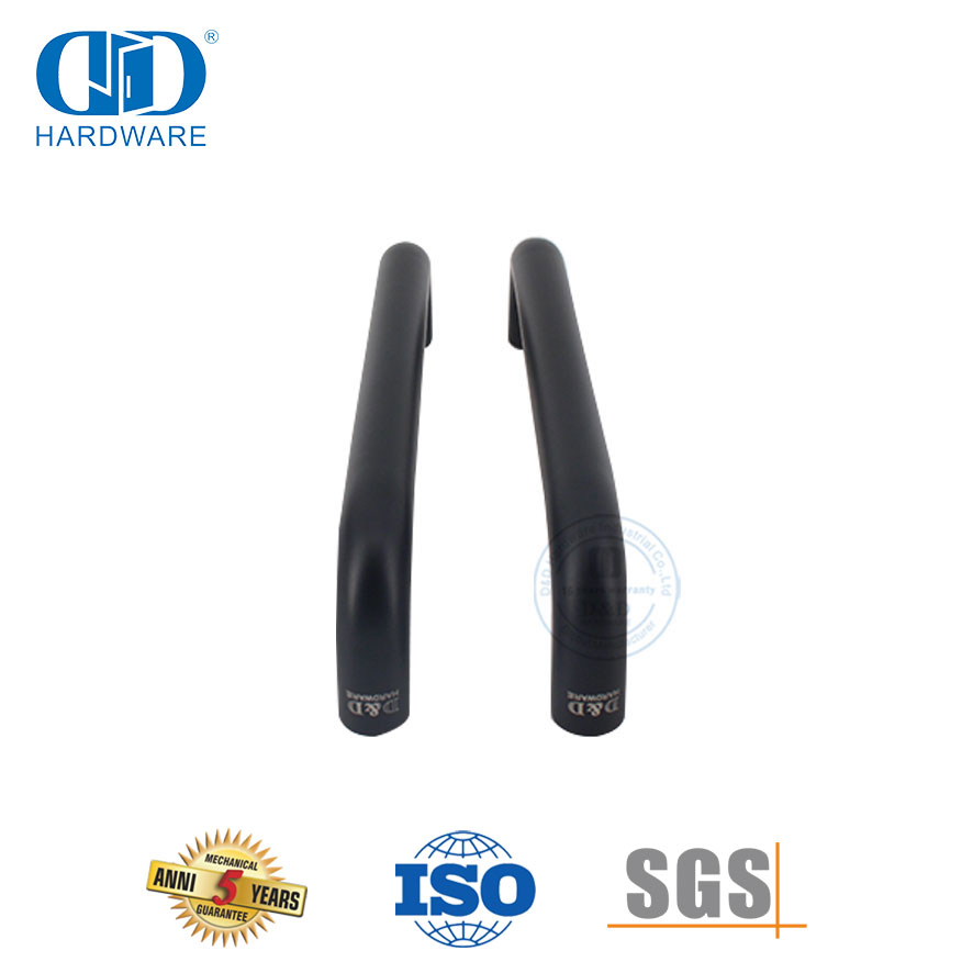 Matte Black Finish Modern Glass Door Hardware Accessories Bathroom Round Pipe Handle -DDPH007