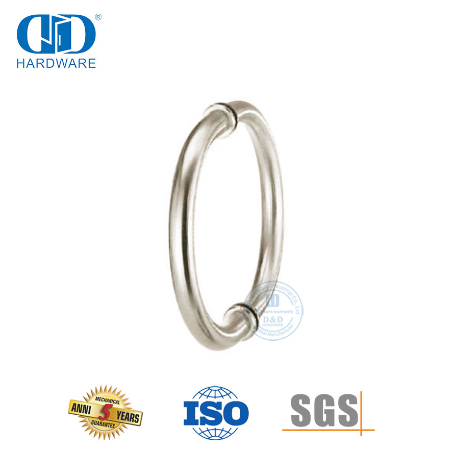 Customized Special Circular Shape Stainless Steel Shower Room Office Building Tempered Glass Door Handle-DDPH008