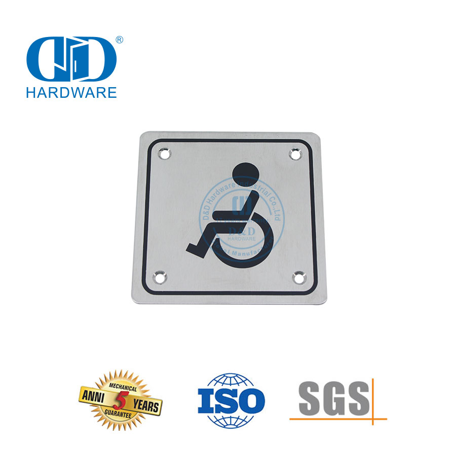 Square Type Sign Plate Stainless Steel Disable Sign Plate Bathroom Toilet Sign Plate For The Disabled-DDSP001-Disabled