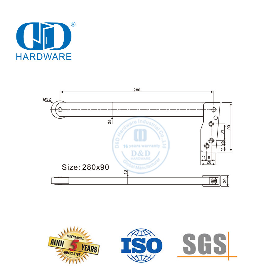 High Quality Stainless Steel UL Fire Rated Heavy Duty Non-handed Smoothly Selector Door Coordinator For Timber Metal Door-DDDR002-B