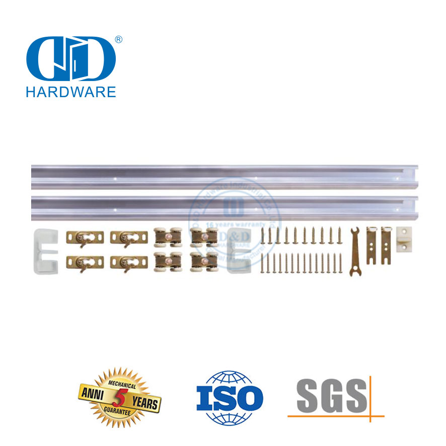 Stainless Steel Bypass Barn Door Decorative Hardware Track Kit Wheel Roller Wood Door Hardware-DDBD068