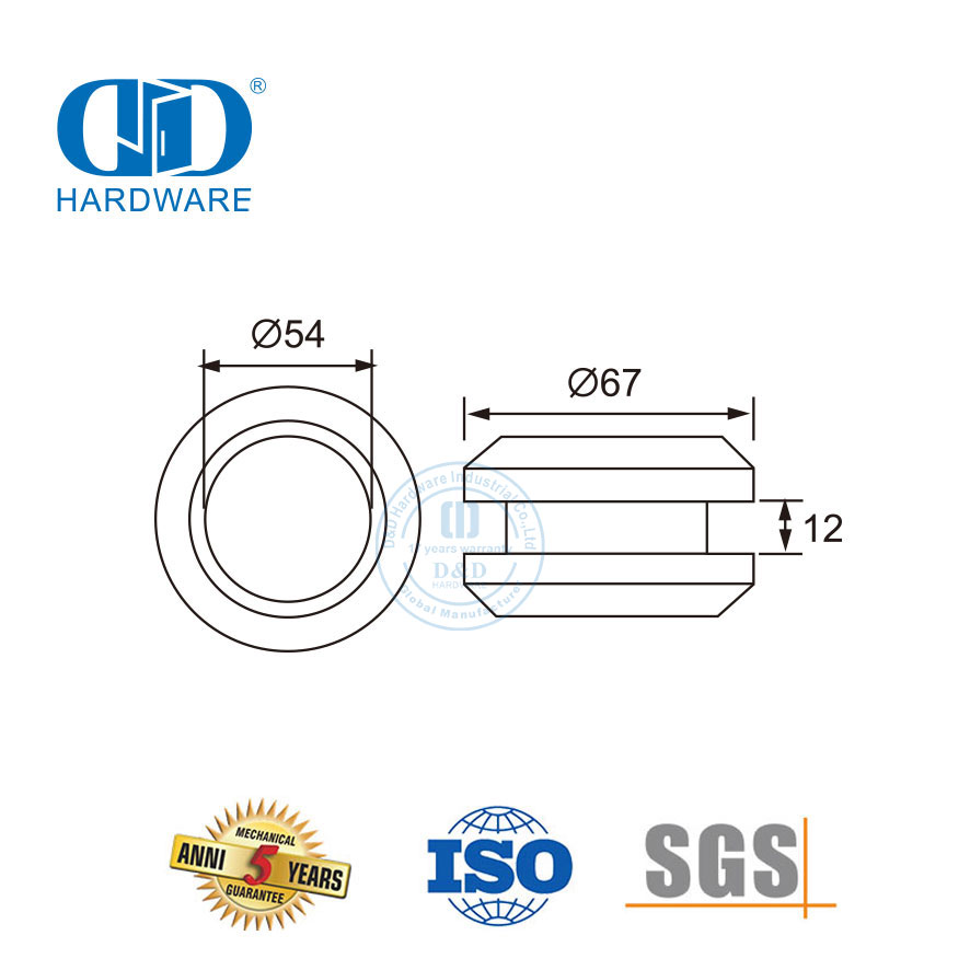 Stainless Steel Shower Cubicle Knob Round Shape Glass Shower Sliding Door Handle Knob-DDSL001-1