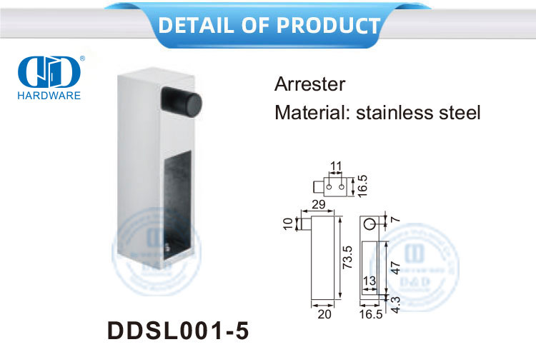 Stainless Steel Furniture Accessories Glass Sliding Door Hardware Arrester-DDSL001-5