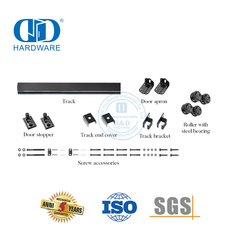 Stainless Steel Heavy Duty Metal Track Kit Bent Hanger Sliding Barn Door Hardware Wood Barn Door Hardware-DDBD035