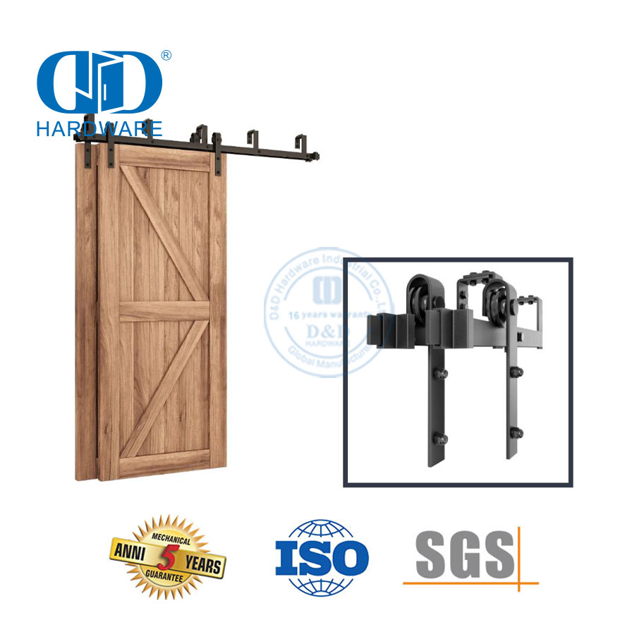 Stainless Steel Hidden Track Concealed Matt Black Wooden Sliding Barn Door Roller Set Hardware-DDBD022