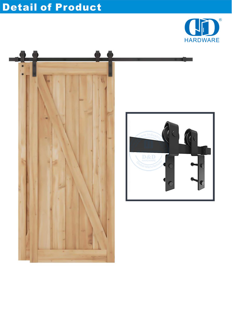 Stainless Steel Black Internal External Sliding Barn Door Slide Hardware Kits Aprtment Door Hardware Track-DDBD023
