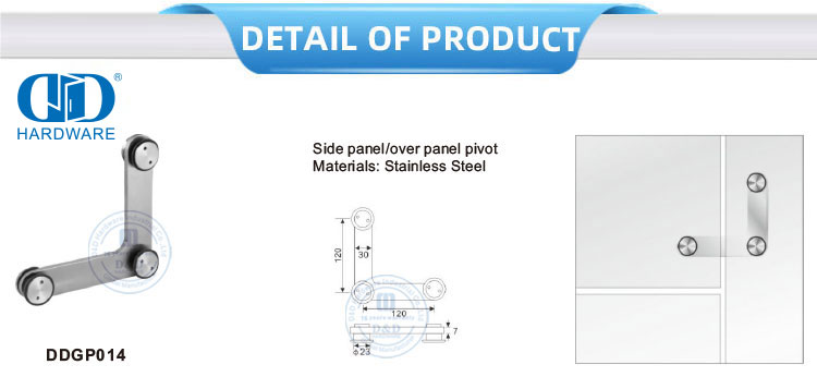 Stainless Steel Side Panel Over Panel Pivot Glass Hardware Glass Door Pivot-DDGP014