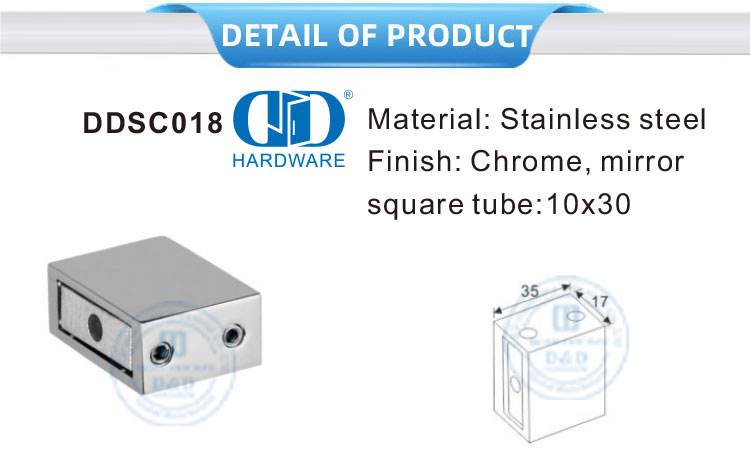 Stainless Steel Bathroom Glass Door Accessory Commercial Shower Cubicles Glass Door Connector-DDSC018