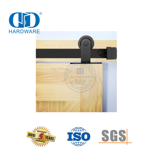 Modern Carbon Double Single Wooden Doors Barn Door Rail Black Steel Hardware Track Barn Wood Door Hardware-DDBD002