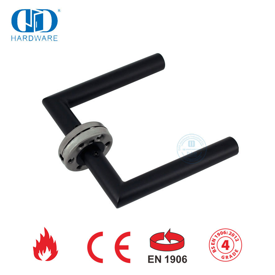 Mortise Door Lock Accessories EN 1906 Matt Black Entrance Door Handle-DDTH003-MB