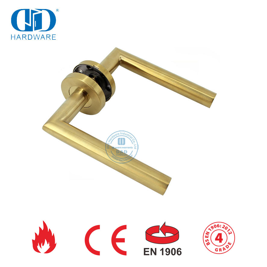 satin brass lever handle