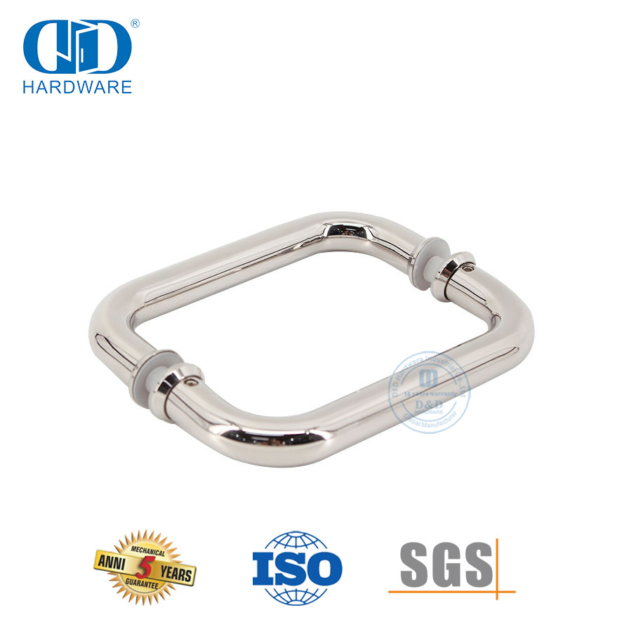 Polished Chrome Round Tube Stainless Steel Bathroom Door Knobs Glass Door Handle-DDPH007