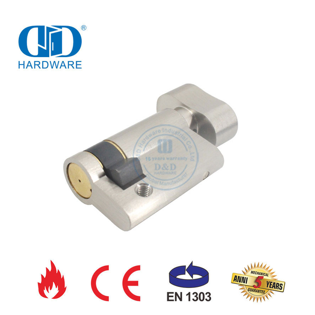 Home Safe Door Hardware Set Brass Keys Mortise Lock Cylinder with Thumb Turn Knob-DDLC025-70mm-SN