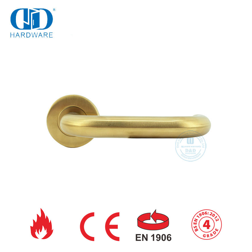 Customized Decorative Hardware EN 1906 Satin Brass Entrance Door Handles-DDTH001-SB