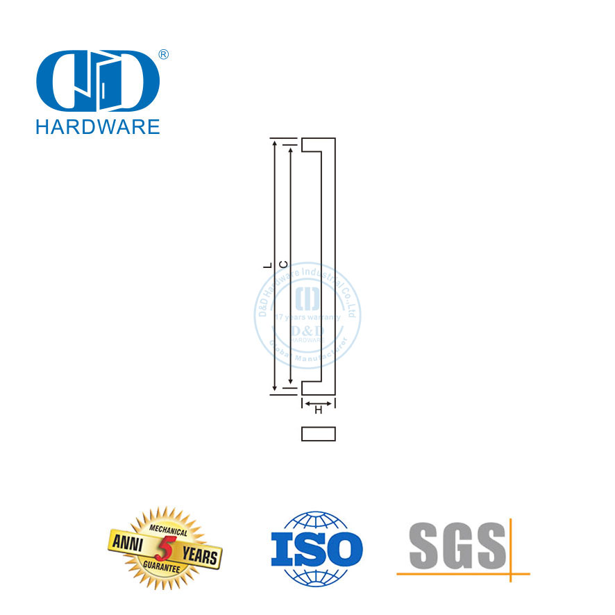 Top Quality Stainless Steel D Square Tube Pull Handle for Glass Door-DDPH015-E-MB