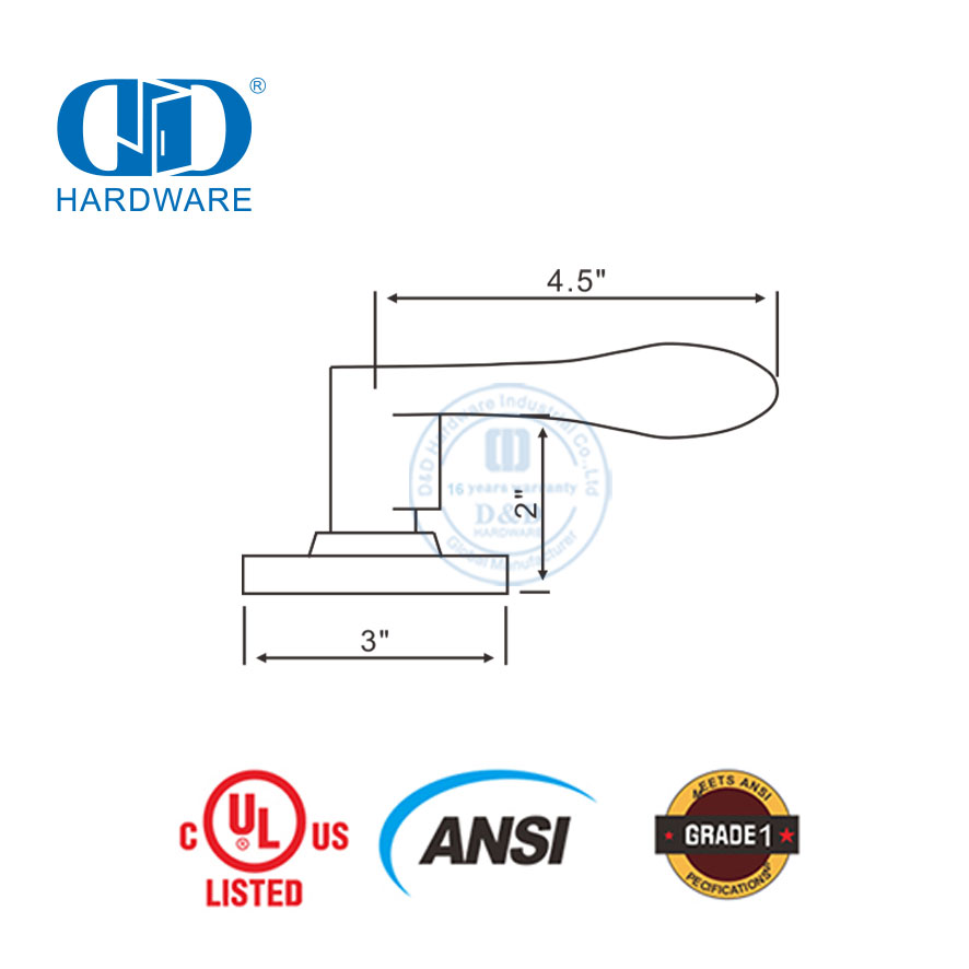 ANSI 3 Hours List UL Fireproof High Safety Exquisite Lock Core Anti-pry Lockable Lock For Exterior Internal Door Lockset-DDLK010