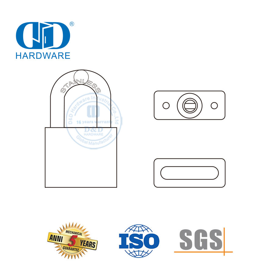 Anti-Theft SUS304 Portable Waterproof Uncuttable Commercial Hardware Suitcase Bedroom Outdoor Lock Padlock-DDPL001-35mm