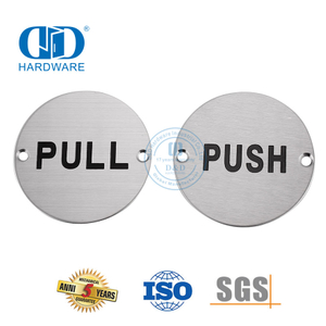 Push Pull Door Sign Stainless Steel Round Type Sign Plate Public Washroom Toilet Door Signature Plate-DDSP009