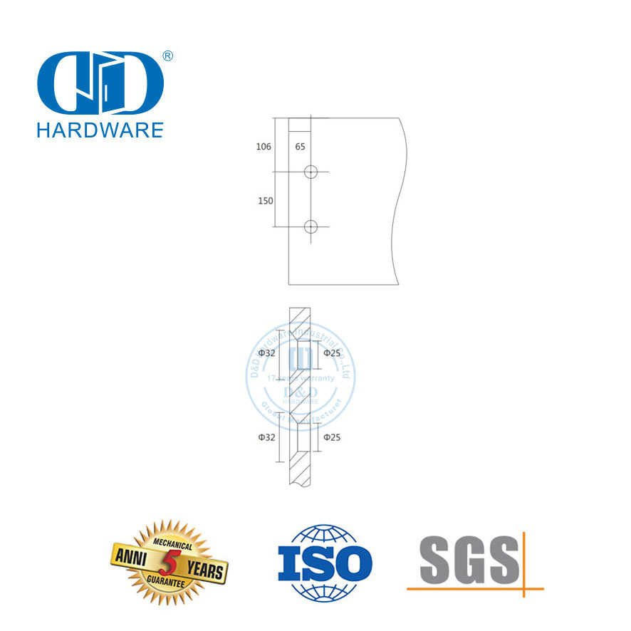 Stainless Steel Glass Door Fittings Pivot Pole with Single Point Fixing Glass Hardware-DDGP003