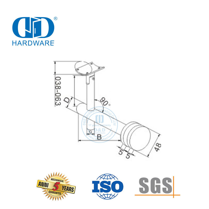 Stainless Steel Railing Handrail Support Bracket Glass Hardware Clamp Bracket Wall Bracket-DDHB006