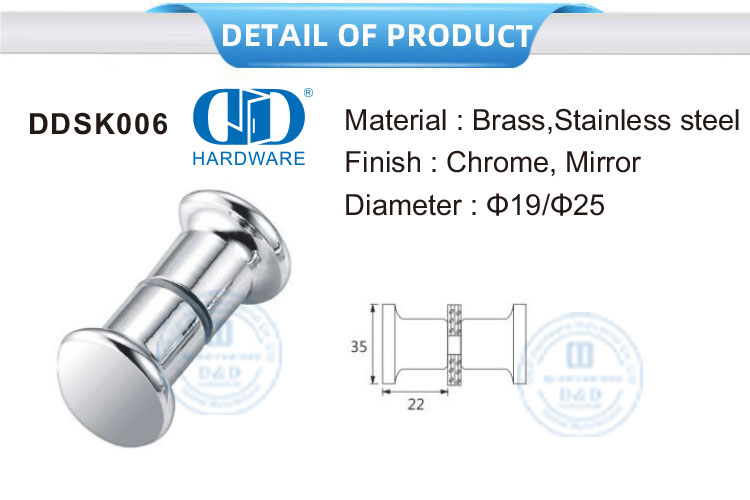 Chinese Manufacturer Chrome Stainless Steel Shower Cubicle Knob Door Handle Knob For Bathroom-DDSK006