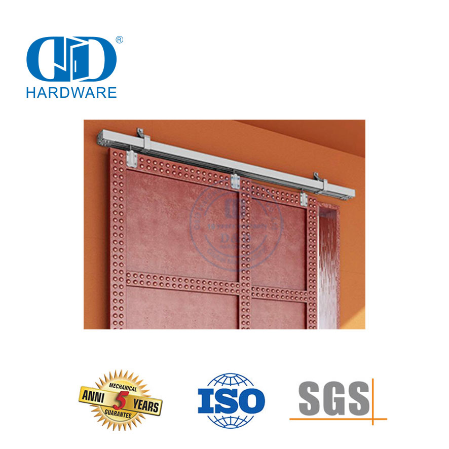 Stainless Steel Black Heavy Duty Double Sliding Door Hardware Bypass Barn Door Hardware Apartment Kit-DDBD041