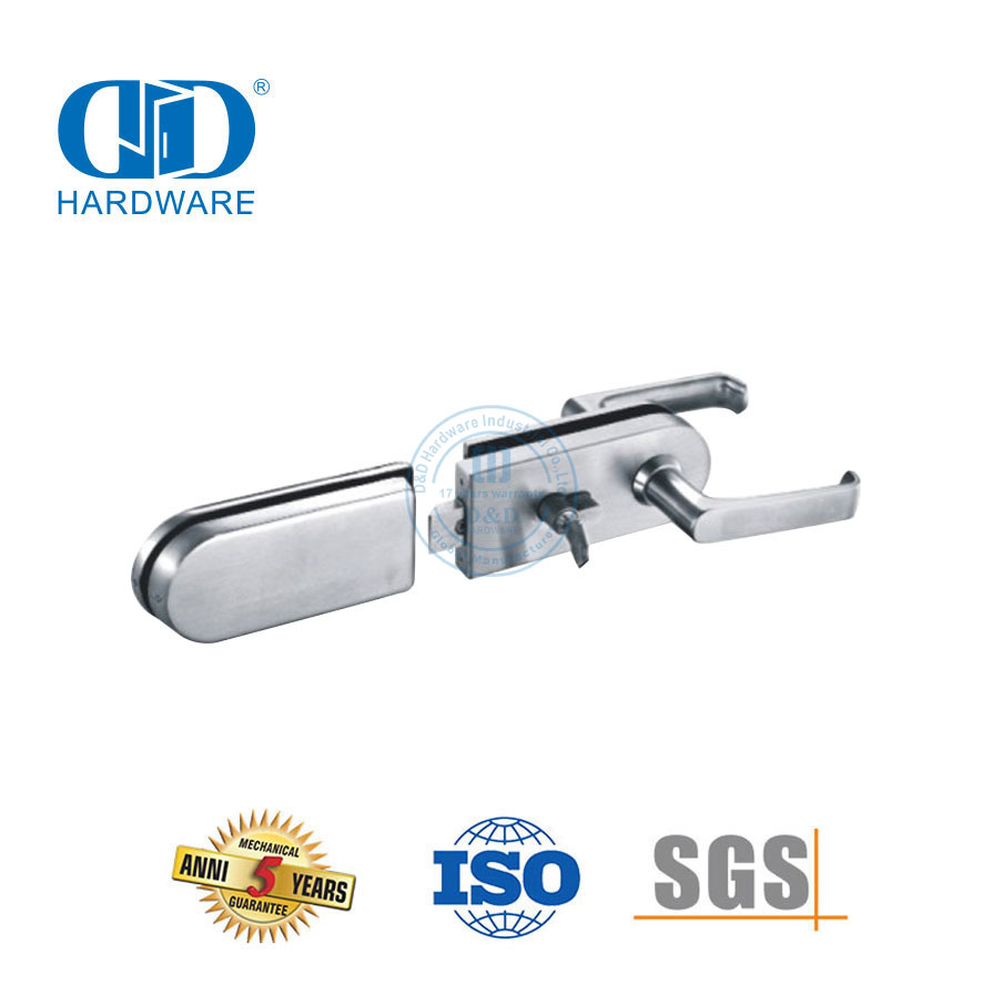 Stainless Steel Corner Lock Hardware Fitting Glass Door Handle Patch Fittings Key Lock-DDGL001