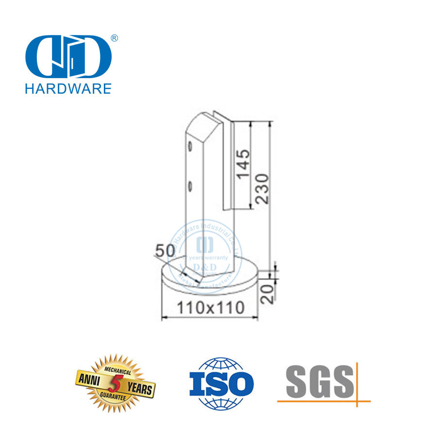Stainless Steel Stair Rai Parts Glass Railing Balustrade Fittings Clamp Spigot Glass Clamp Bracket-DDHB007