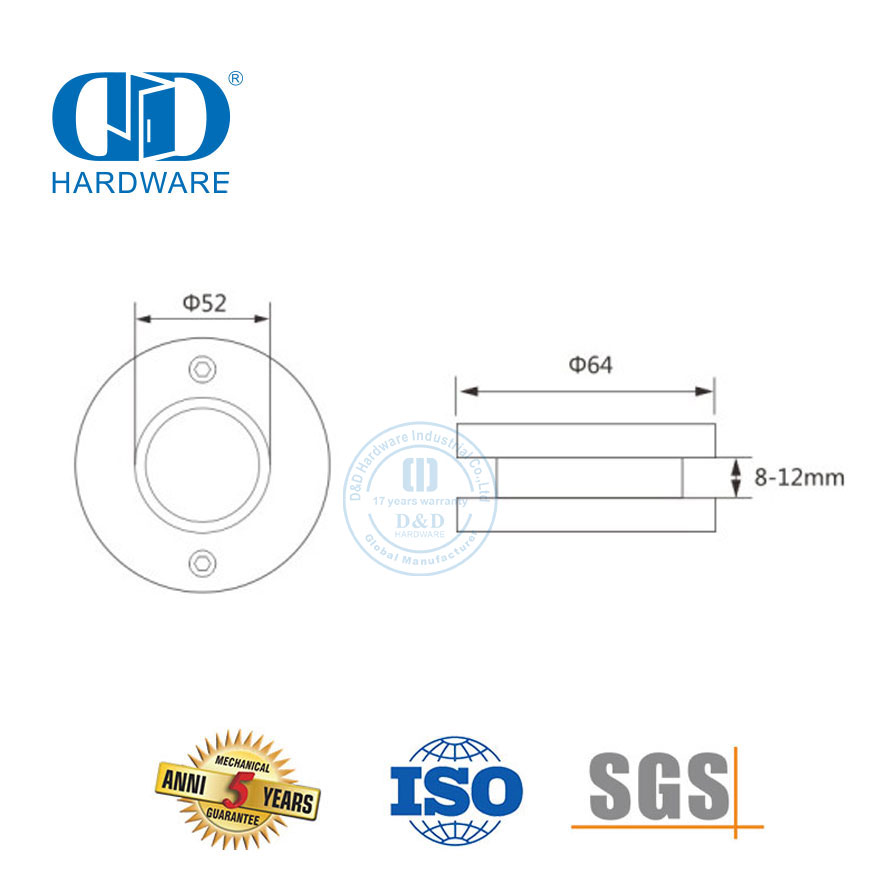 Round Type Stainless Steel Furniture Accessories Glass Sliding Door Cupped Handle-DDSK018