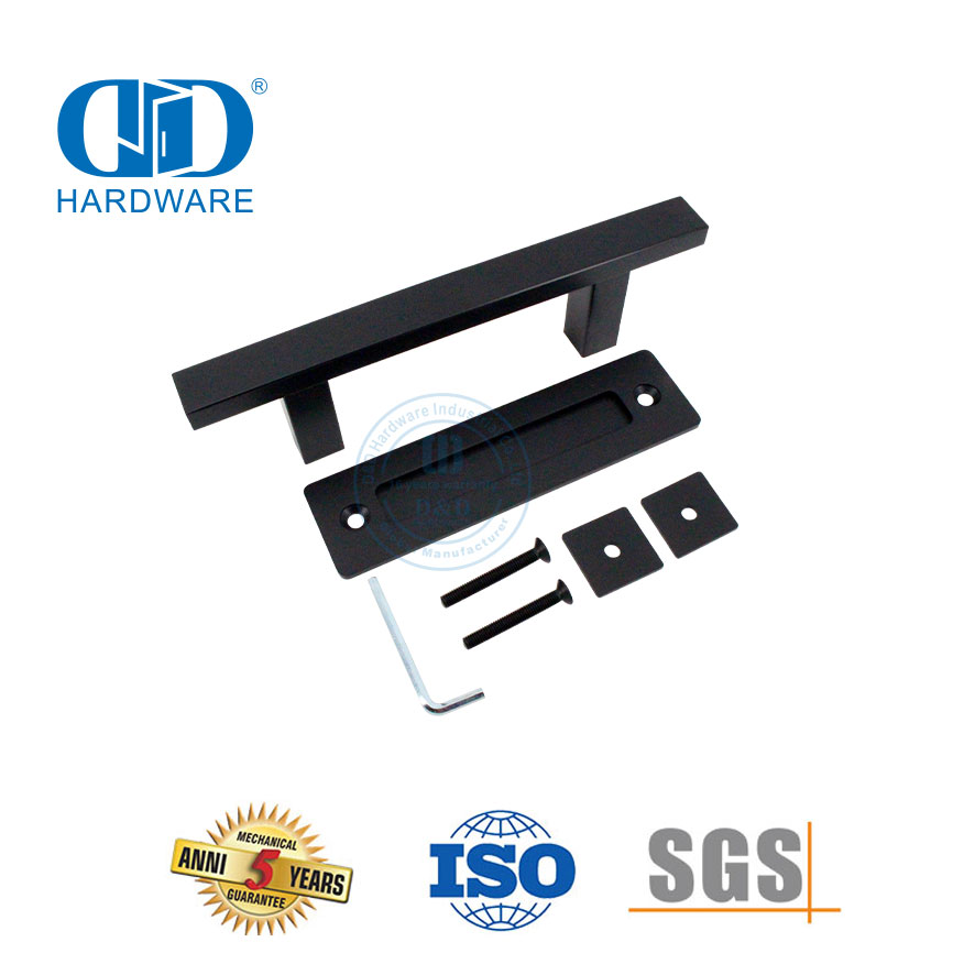 China Manufacturer Stainless Steel Matt Black Kitchen Sliding Barn Door Handle Set Double Sided Door Handle-DDBD103 Black