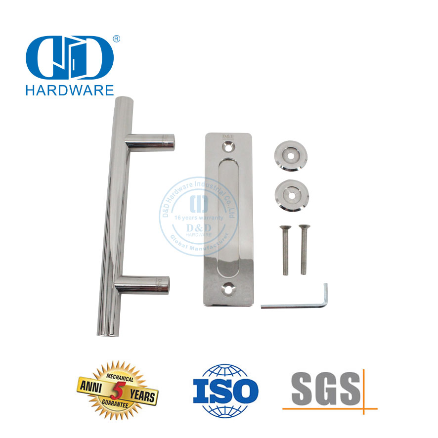 Stainless Steel Balcony Sliding Door Polished Barn Door Handles Set Double Sided Door Handle-DDBD102 PSS