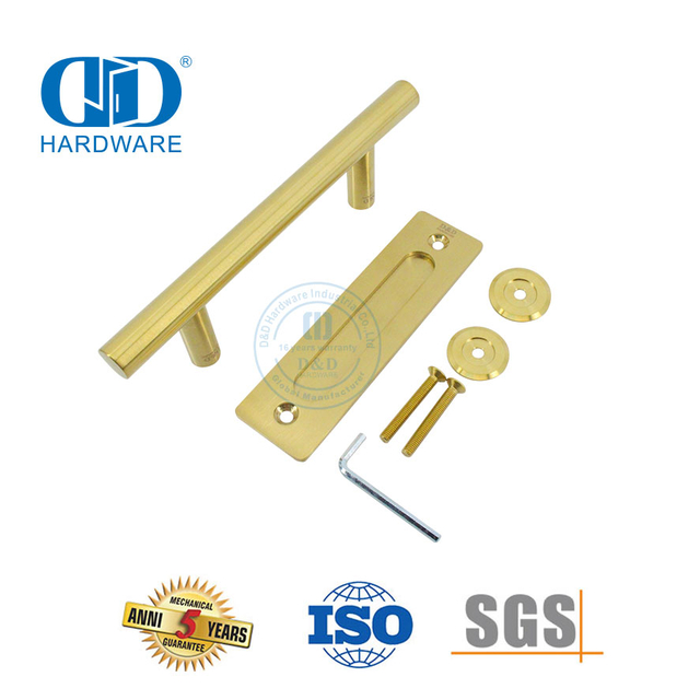 Stainless Steel High Quality Modern Golden Barn Door Handle Wooden Door Hardware Double Sided Door Handle-DDBD102 SB