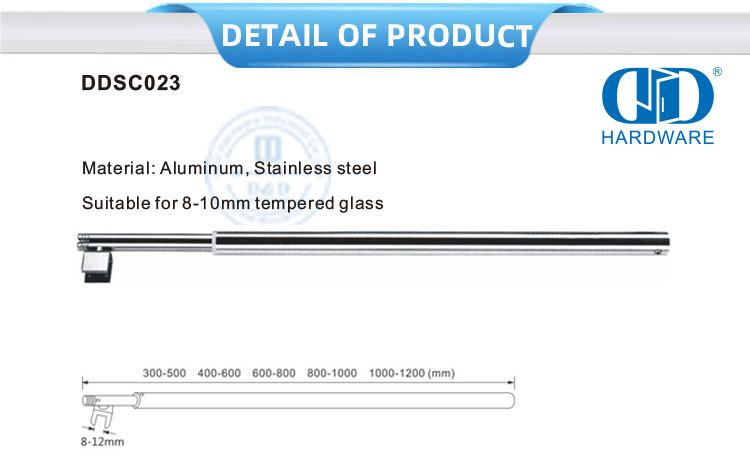 Stainless Steel Glass Fittings Straight Curved Corner Bendable Adjustable Telescopic Bathroom Tension Rod-DDSC023