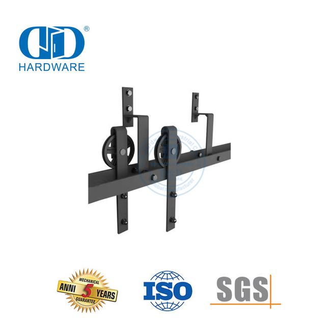 Stainless Steel Black Finish Metal Sliding Barn Door Slide Building Hardware Fittings Door Hardware Track Set-DDBD021